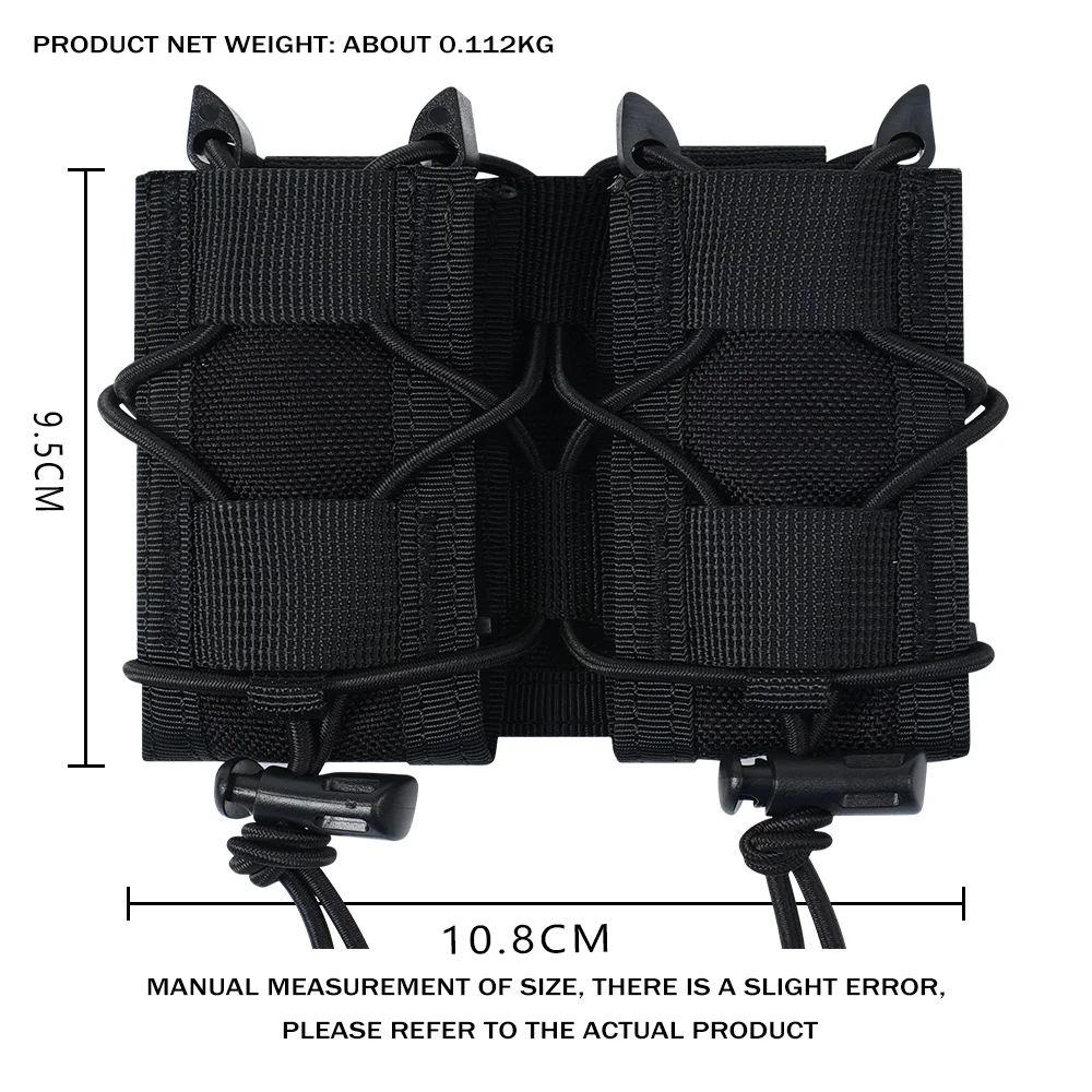 Bolsa de cargador doble de 9mm, bolsa de nailon MOLLE 500D, soporte para linterna, cuchillo de caza, funda para tiro, accesorios para Airsoft - imagen 3