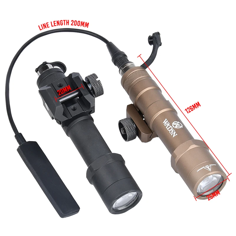 WADSN-linterna táctica potente LED Airsoft M600 M600B, Arma de caza, luz de explorador, ajuste de 20mm, accesorios de Rifle de riel Pcatinny - imagen 5