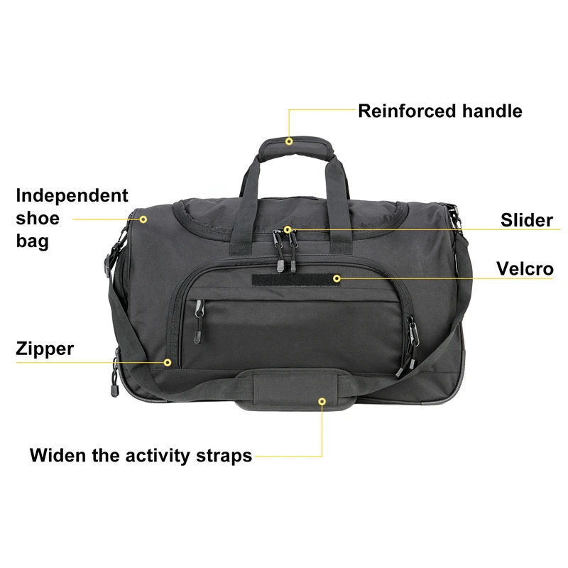 LQARMY Bolsa de gimnasio impermeable para hombre, bolsas de viaje deportivas, equipaje de lona táctico, bolsa de entrenamiento físico al aire libre - imagen 2