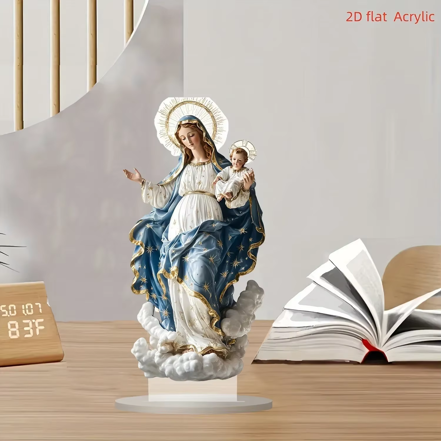 Estatua Virgen María escena navideña con Jesús niño para escritorio - imagen 4