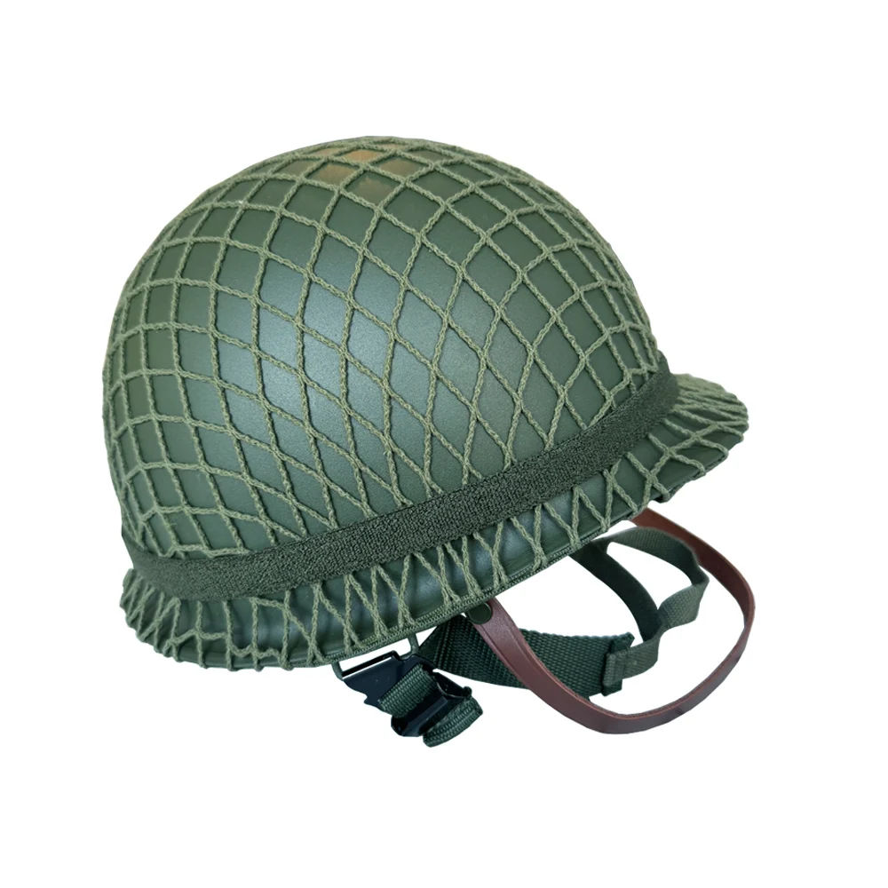 Casco de soldado WW2 M1, casco de EE. UU. para hombre, cubierta de red, ojo de gato, equipo integrado, combinación de casco de Metal - imagen 3