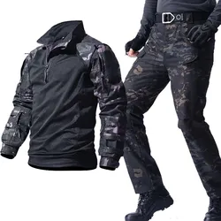 Conjunto táctico camuflaje hombre camisa multibolsillos y pantalón cargo