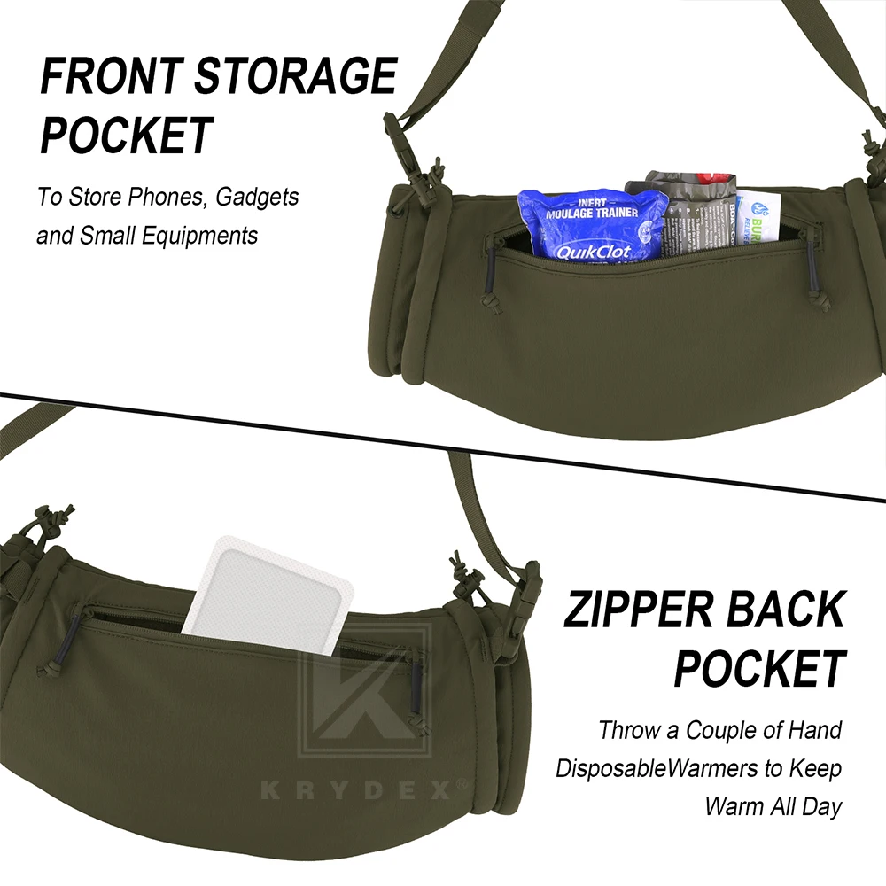 KRYDEX-bolsa táctica para calentador de manos, chaleco resistente al agua con forro polar de Sherpa, bolsa más cálida para acampar al aire libre e invierno - imagen 2