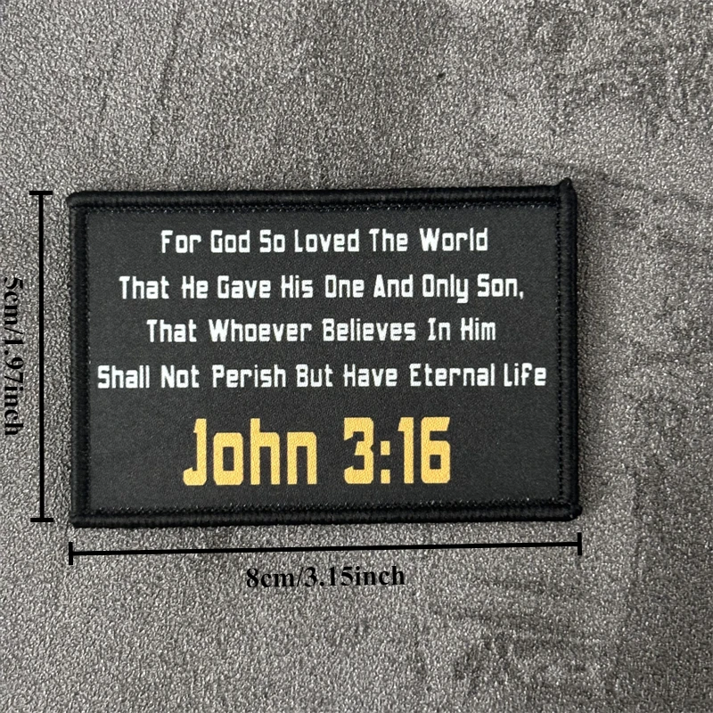 Parche estampado "John 3:16" para ropa, insignia de moral táctica, parche militar con gancho, pegatina para mochila, brazalete - imagen 5