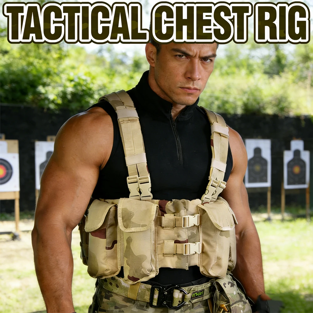 Plataforma de pecho táctica con bolsas magnéticas extraíbles, arnés portador de engranajes Modular con Panel MOLLE personalizable