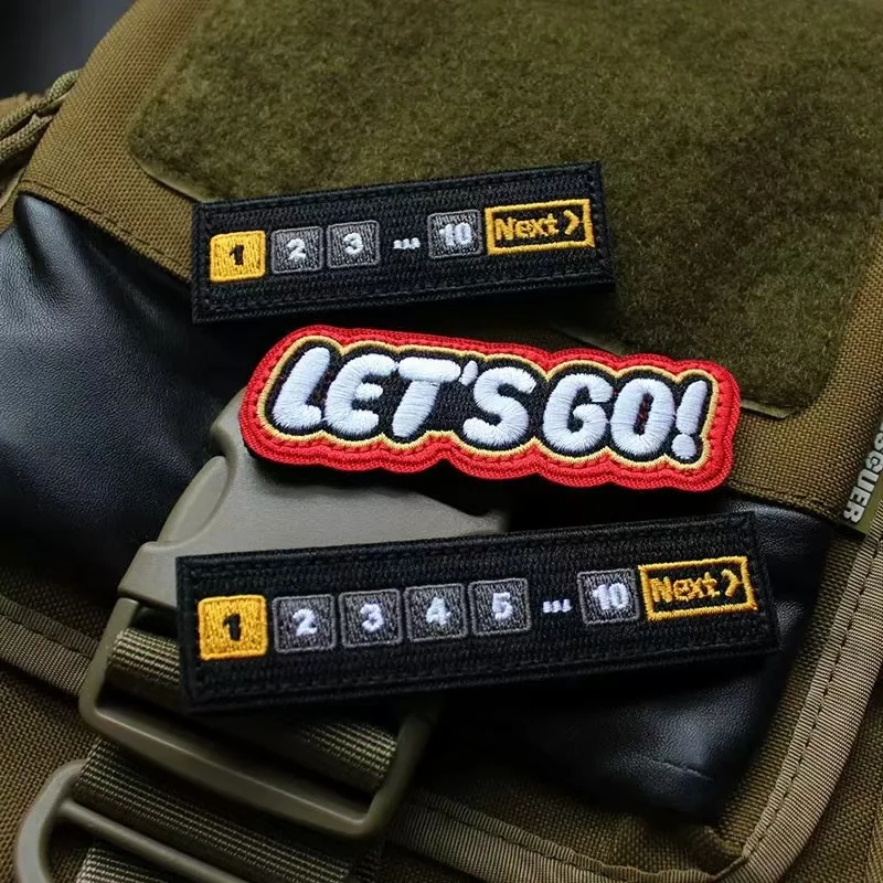 Insignia de moral LET'S GO, parches de gancho y bucle bordados, brazalete militar táctico del ejército, parche luminoso de PVC, pegatina para mochila - imagen 2