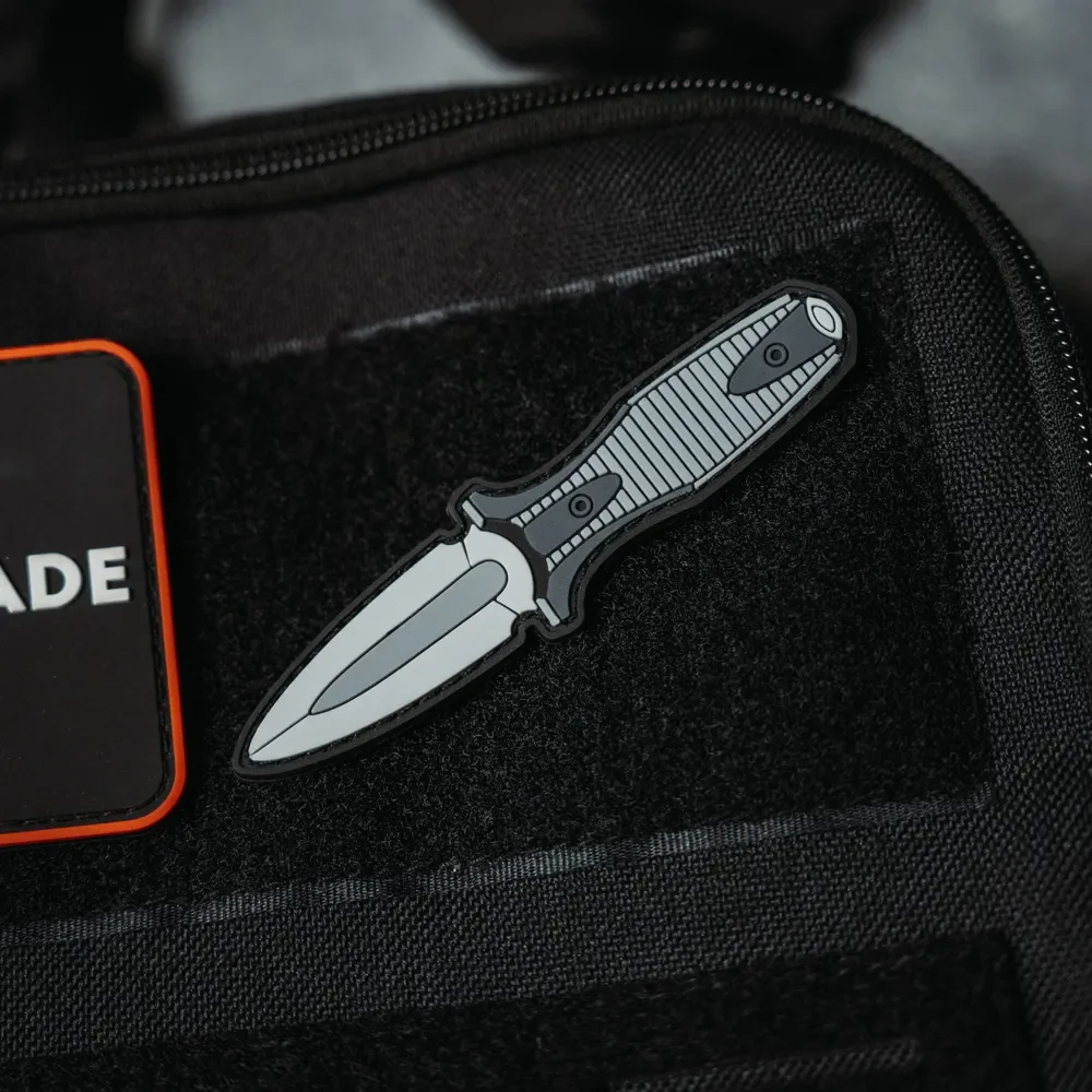 Insignia de moral de Chevron ruso, cuchillo Grave, Parche de PVC, mochila táctica, pegatina de gancho y bucle