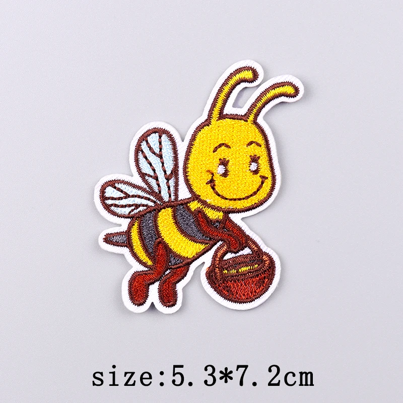 Parche de abeja termoadhesivo para ropa, parches bordados para planchar, pegatinas de animales de dibujos animados, decoración - imagen 4