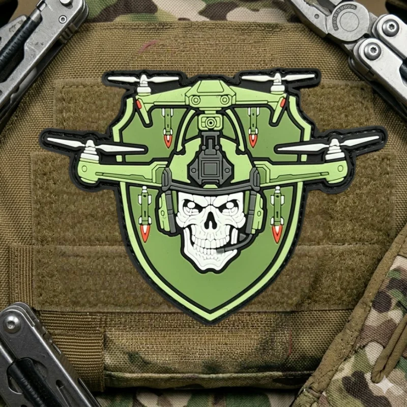 Parche táctico PVC calavera para dron operador con velcro - imagen 4