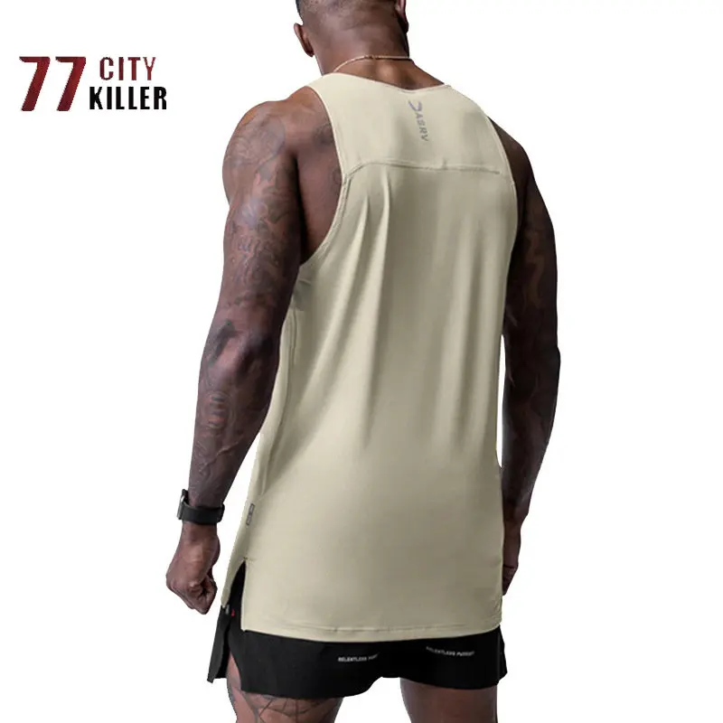 Camiseta deportiva sin mangas de secado rápido para hombre, transpirable, cuello redondo, entrenamiento de Fitness, Top cómodo, Debardeur Hommes
