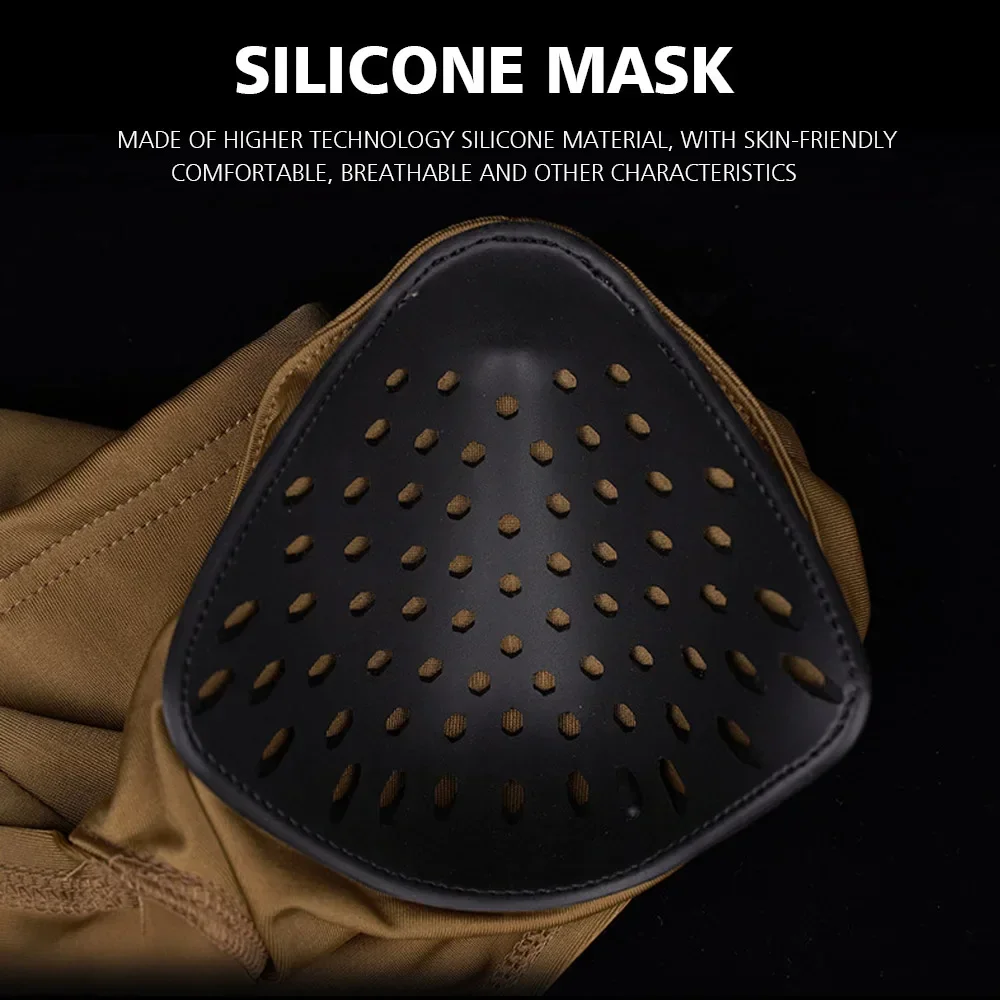 Máscara táctica pasamontañas para exteriores capucha de cabeza de silicona media cara respiración casco Airsoft caza CS gorra de protección solar camuflaje verde - imagen 5