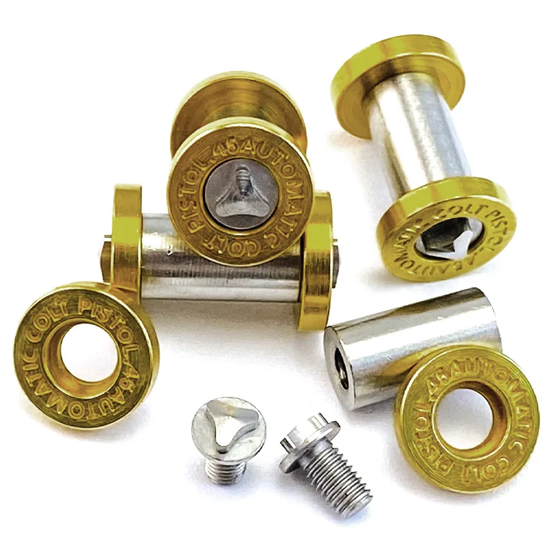 12 set/lote patrón de imprimación de latón. 45 logotipo automático mango de cuchillo M4 par tornillos de bloqueo husillo de sujeción perno de clavo Bottm fuego - imagen 5