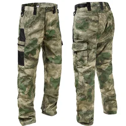 Pantalones sueltos de camuflaje para hombre, pantalones Cargo multibolsillos resistentes al desgaste, pantalones de trabajo impermeables para exteriores, pantalones rectos informales de primavera
