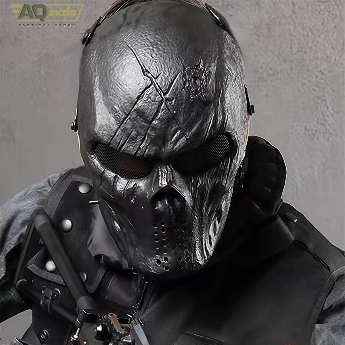 AQzxdc Máscara Airsoft, Máscara Cara Completa de Calavera para Halloween Airsoft CS Juego Cosplay y Mascarada - imagen 2