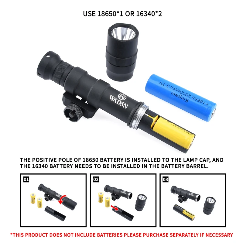 WADSN-linterna táctica M600 M600DF de alta potencia, 1400 lúmenes, luz exploradora de alto Lumen, lámpara de caza Airsoft apta para riel Picatinny de 20mm - imagen 5
