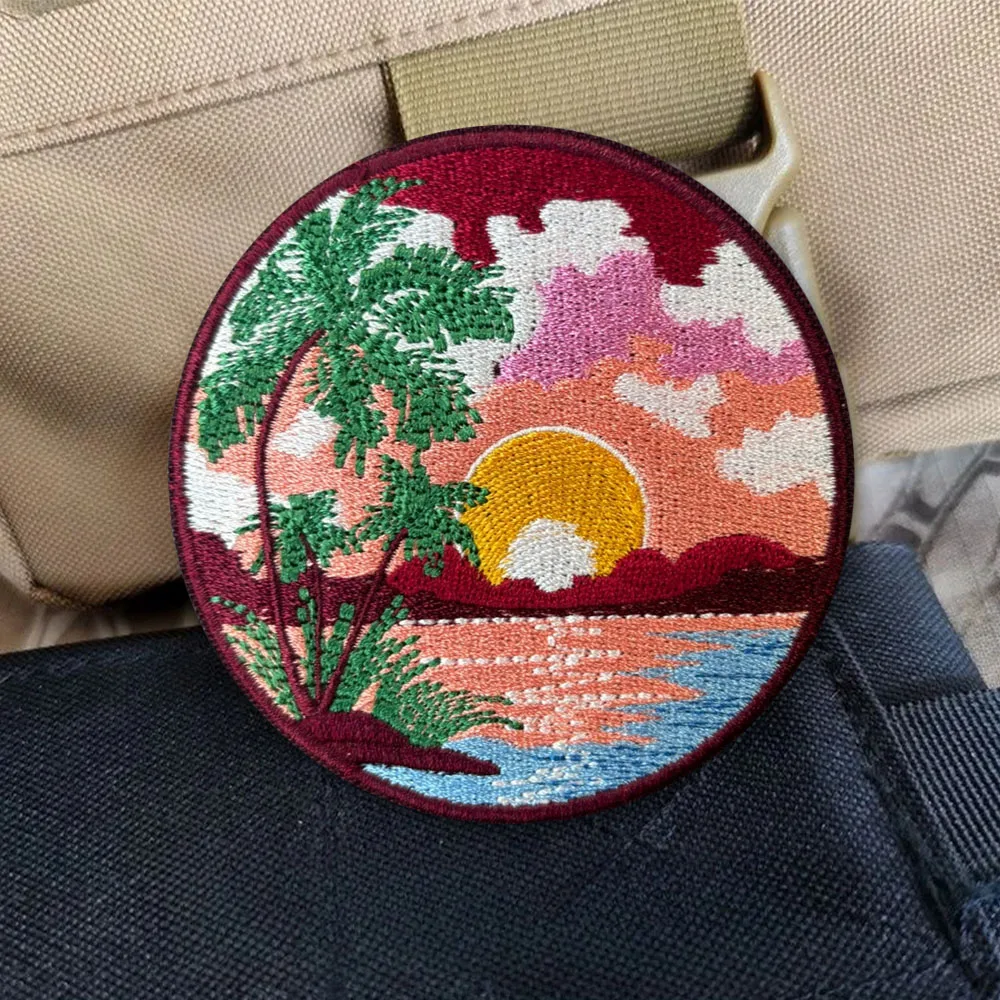 Parche táctico moral "Island Dawn", apliques bordados, parches militares con gancho para accesorios de ropa, pegatinas para mochila - imagen 3