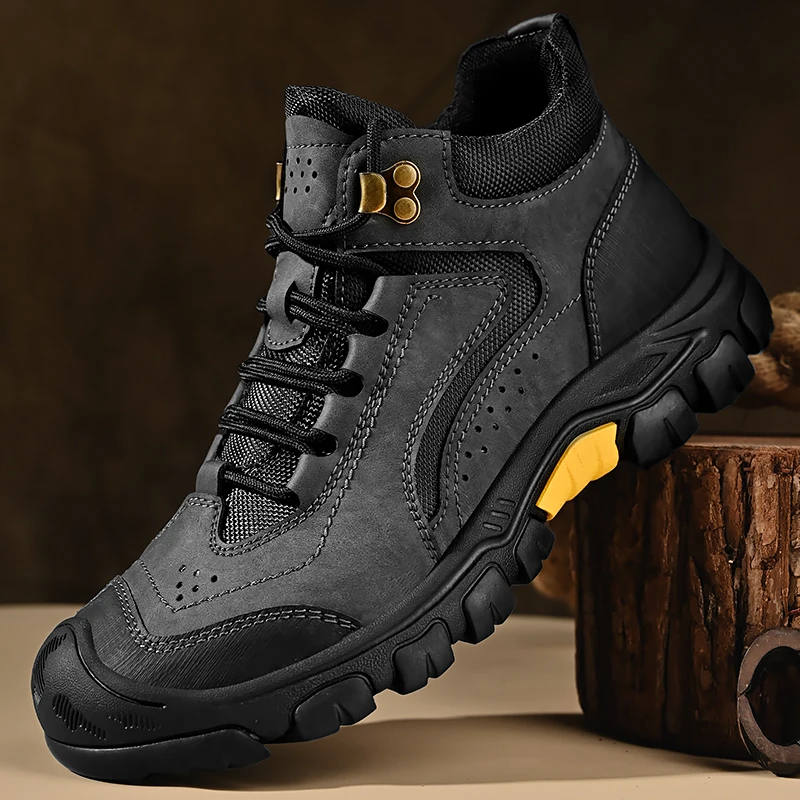 HIKEUP-zapatos informales para hombre, zapatillas transpirables de alta calidad, cómodos, a la moda, para senderismo, hechos a mano - imagen 4