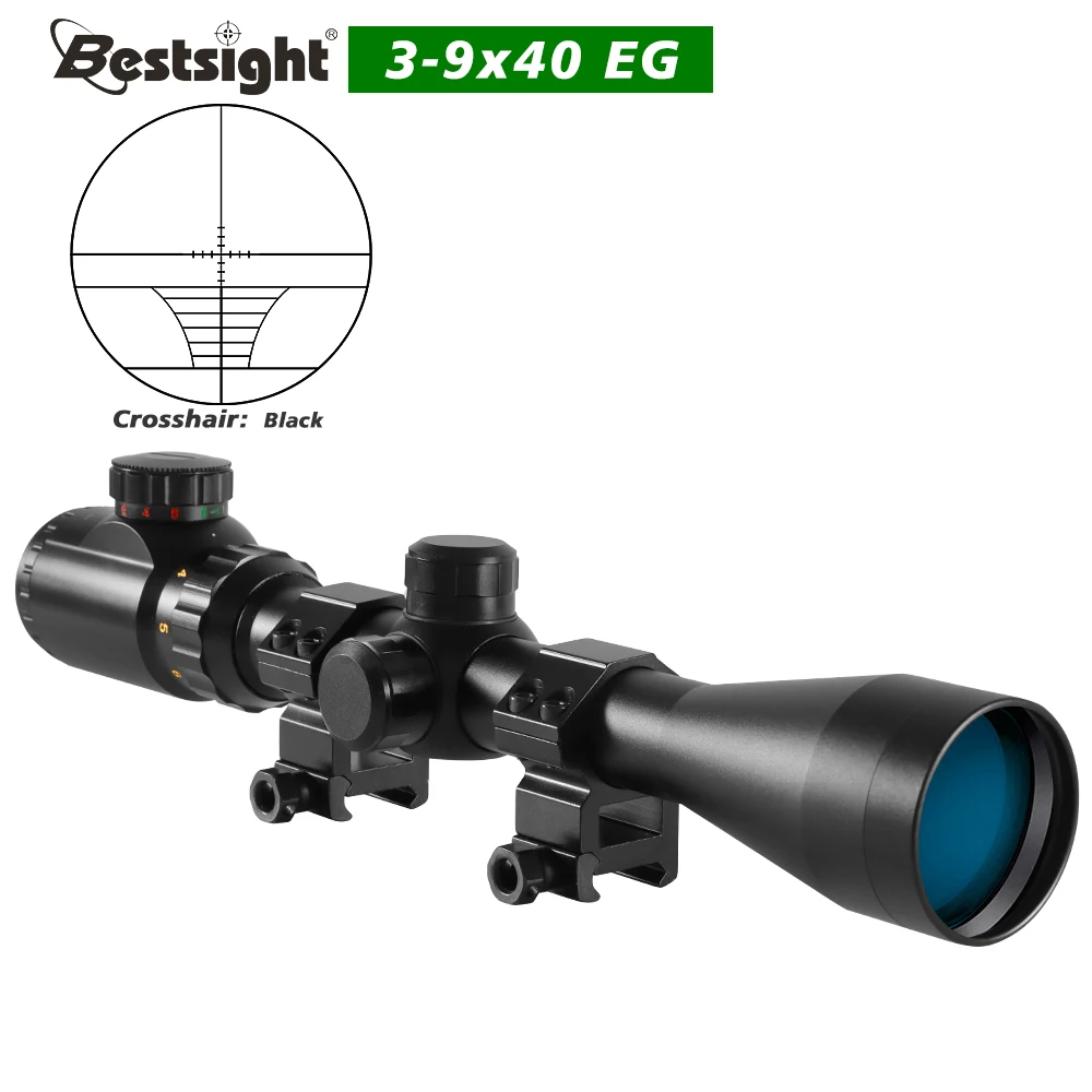 Mira telescópica 3-9x40, mira telescópica para francotirador, óptica iluminada roja o verde con soportes Mil Dot Fit, mira libre - imagen 5
