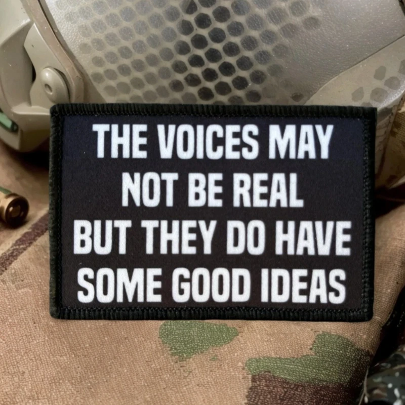 Insignias de moral táctica The Voices in My Head, parches de ganchos y bucle impresos para ropa, pegatinas decorativas para mochila al aire libre