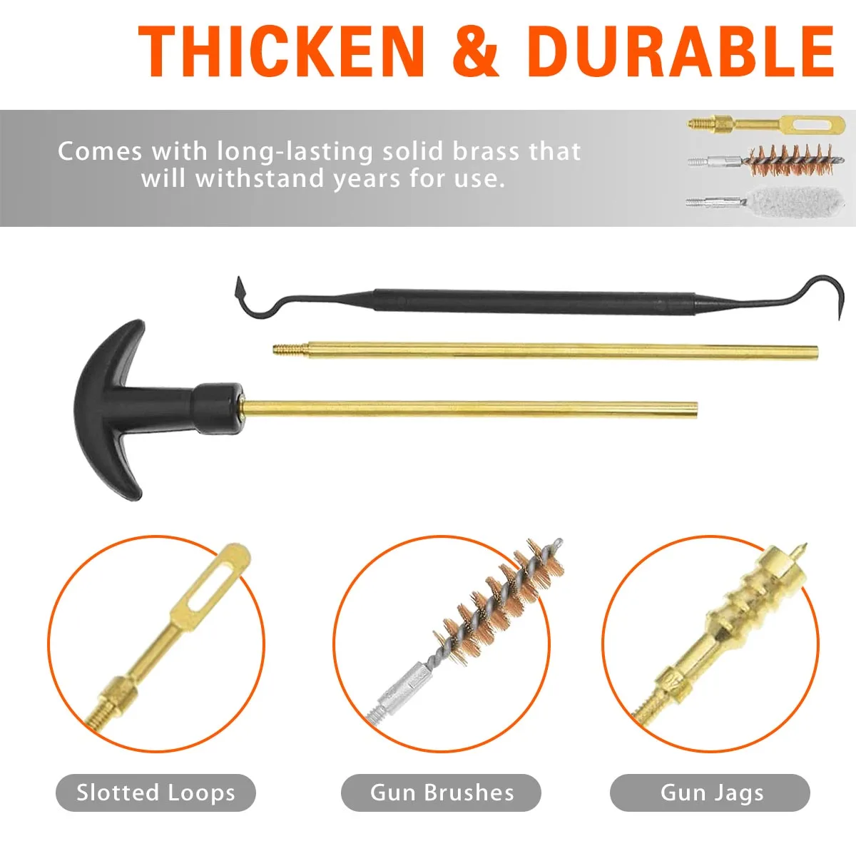Kit de limpieza de pistola profesional táctica. 22cal 38cal 40cal 45cal pistola varilla de latón cepillo calibre herramientas de brillo de orificio de pistola - imagen 3
