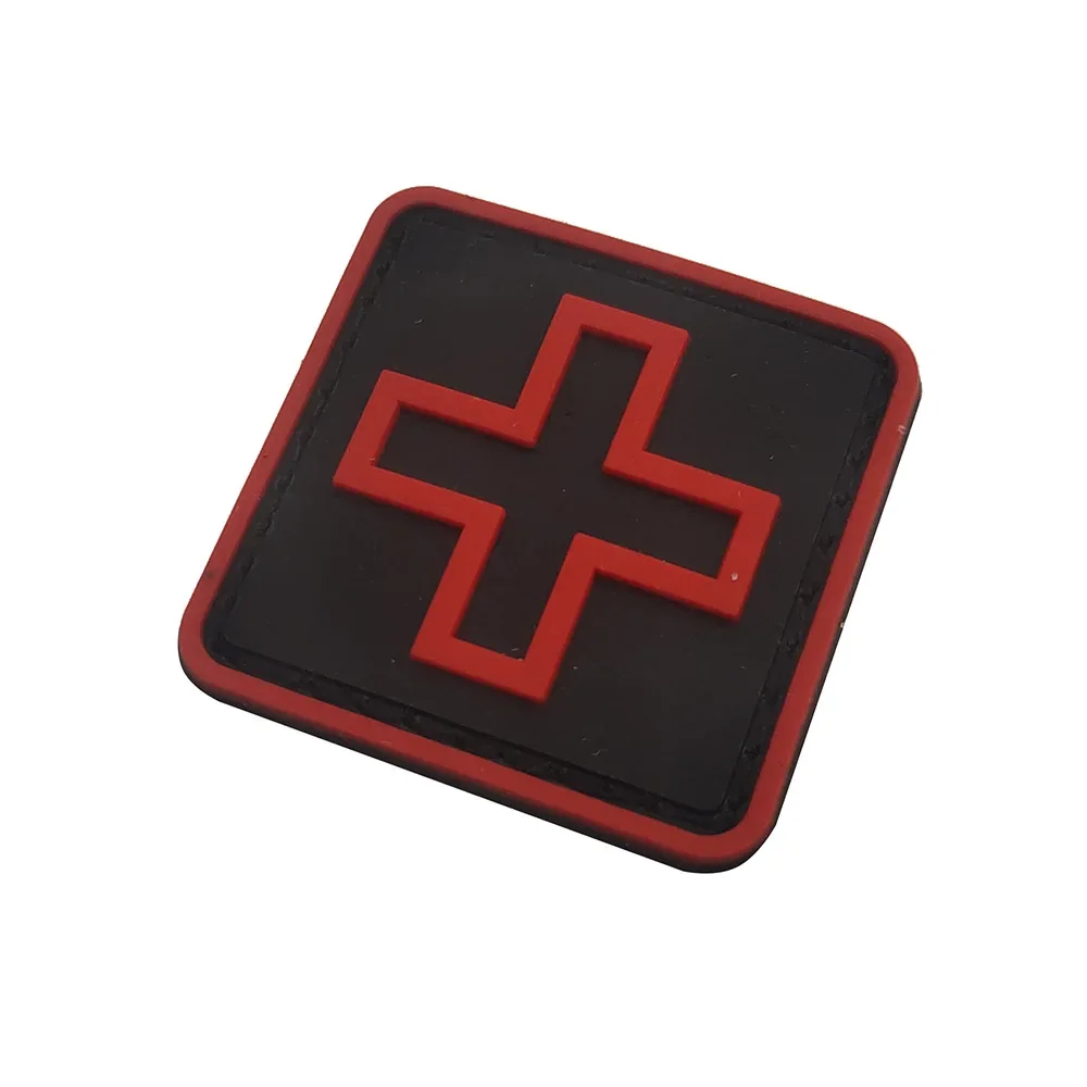 Parches de emergencia médica 3d bordados, insignia de moral cruzada, gancho, pegatina de bucle, Parche de Pvc, Parche de costura de ropa, rojo, blanco y negro - imagen 2