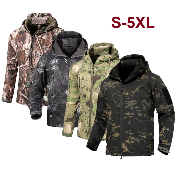 Chaquetas impermeables tácticas de piel de tiburón para hombre, abrigo de caza para acampar, escalar, esquí y cazar, talla grande, para pesca y senderismo - imagen 2