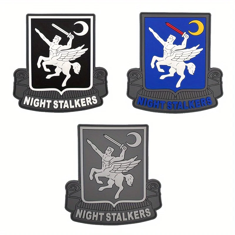 Parche táctico de moral NIGHT STALKERS, insignia militar, gancho y bucles de PVC para ropa, pegatina para mochila