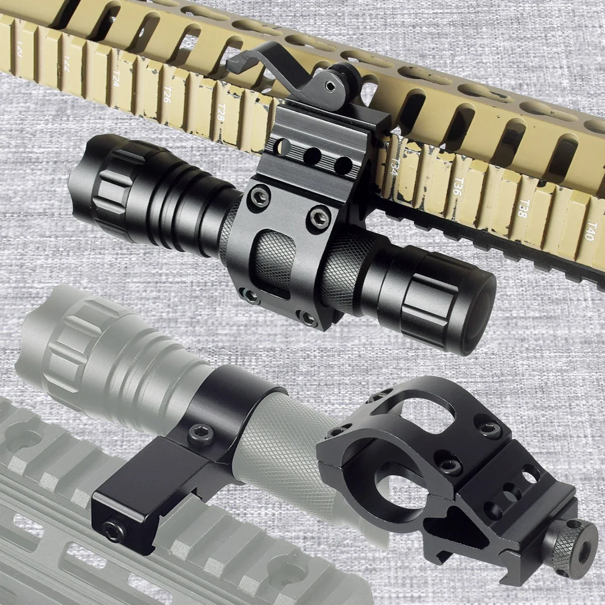 Soportes tácticos para alcance compensado de 25mm, soportes para linterna y antorcha para riel Picatinny estándar de 20mm - imagen 2