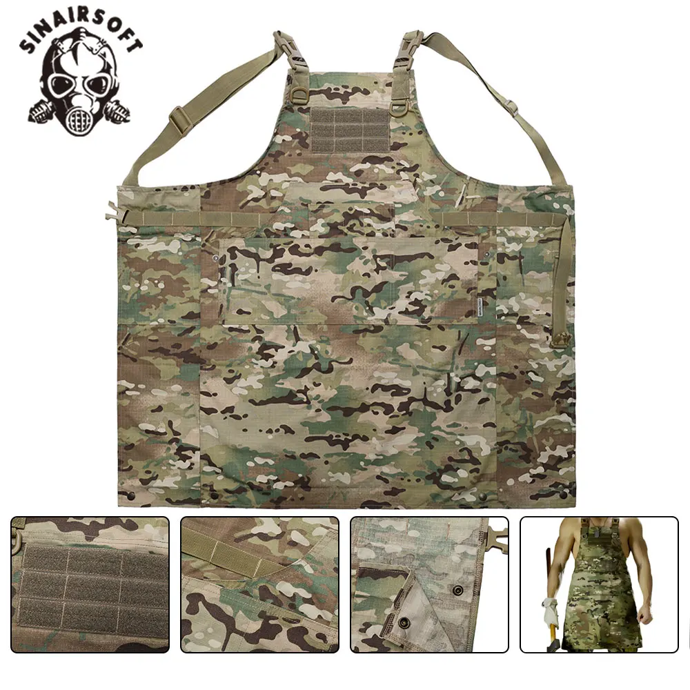 Delantal táctico unisex con múltiples bolsillos de alta resistencia con hebilla de liberación rápida, delantal de utilidad, 12 colores para asar, cocinar barbacoa