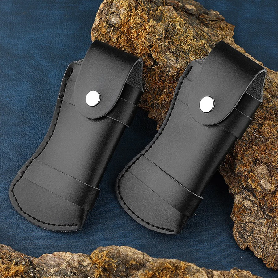 Funda de cuero tallado para almacenamiento de cuchillos al aire libre, capa superior de piel de vaca, plegable - imagen 5