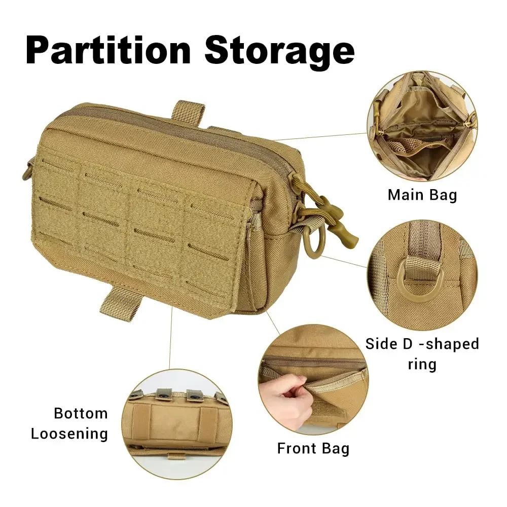 Bolsa médica táctica para exteriores, bolsa Molle Admin, utilidad, corte láser, bolsa de herramientas EDC, cinturón de senderismo, riñonera, bolsas modulares horizontales - imagen 2