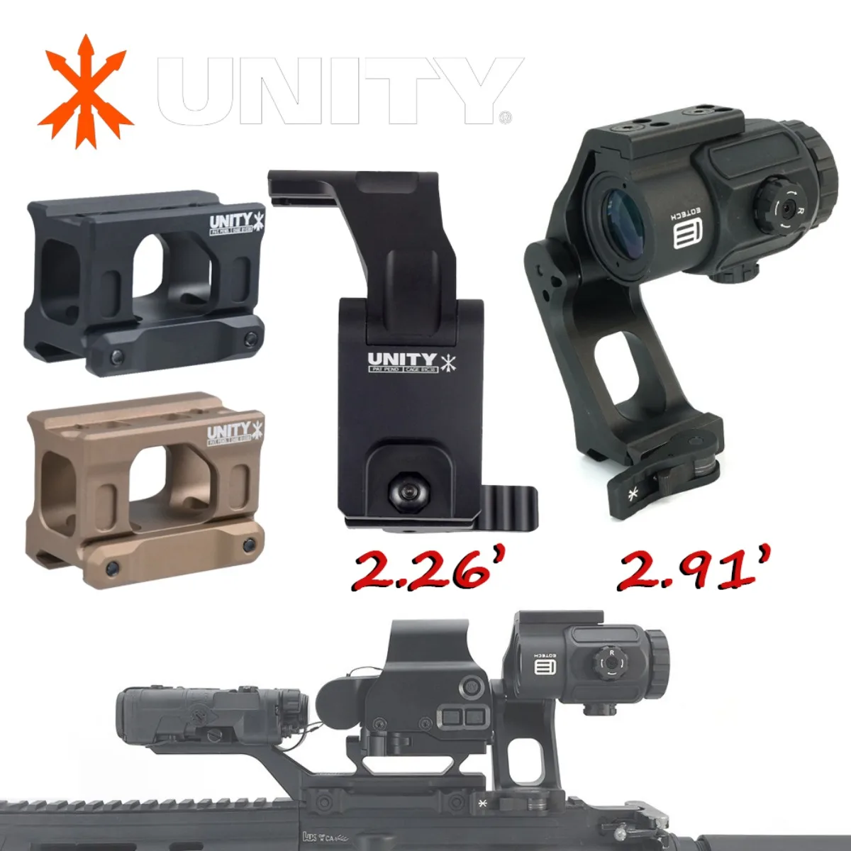 Soporte vertical de unidad táctica, soporte de lupa FTC rápido, Base óptica para G33 G43 G45, 2,26 '', 2,91'', soportes de mira de altura óptica