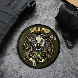 Parche militar jabali insignia tactica con Velcro para ropa y mochila