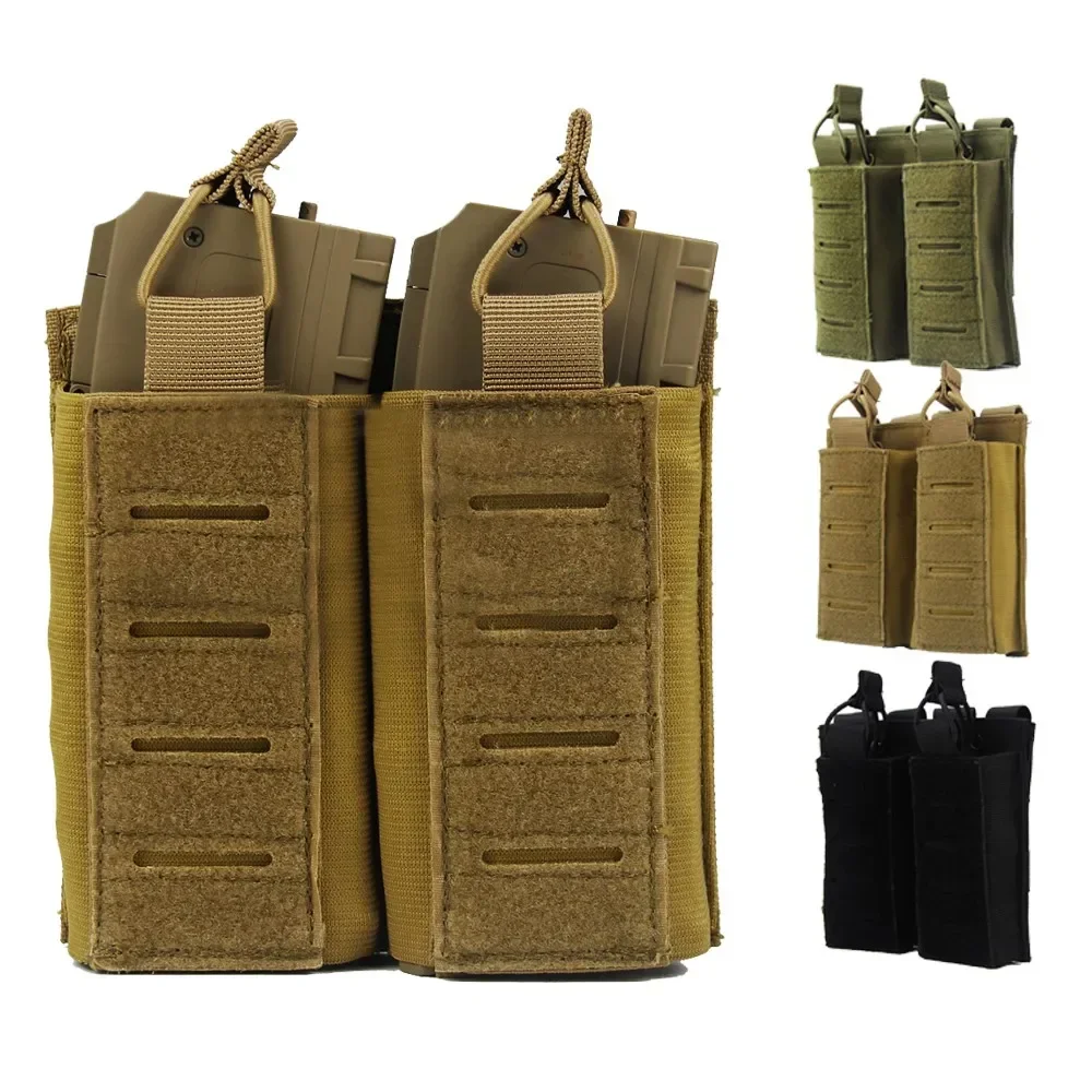 Bolsa táctica Molle para revistas, bolsa para Rifle, pistola, doble mordaza, bolsas para cartuchos, soporte para caza, Paintball Mag - imagen 4