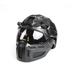 Casco Airsoft táctico careta con visera Picatinny y gafas abatibles