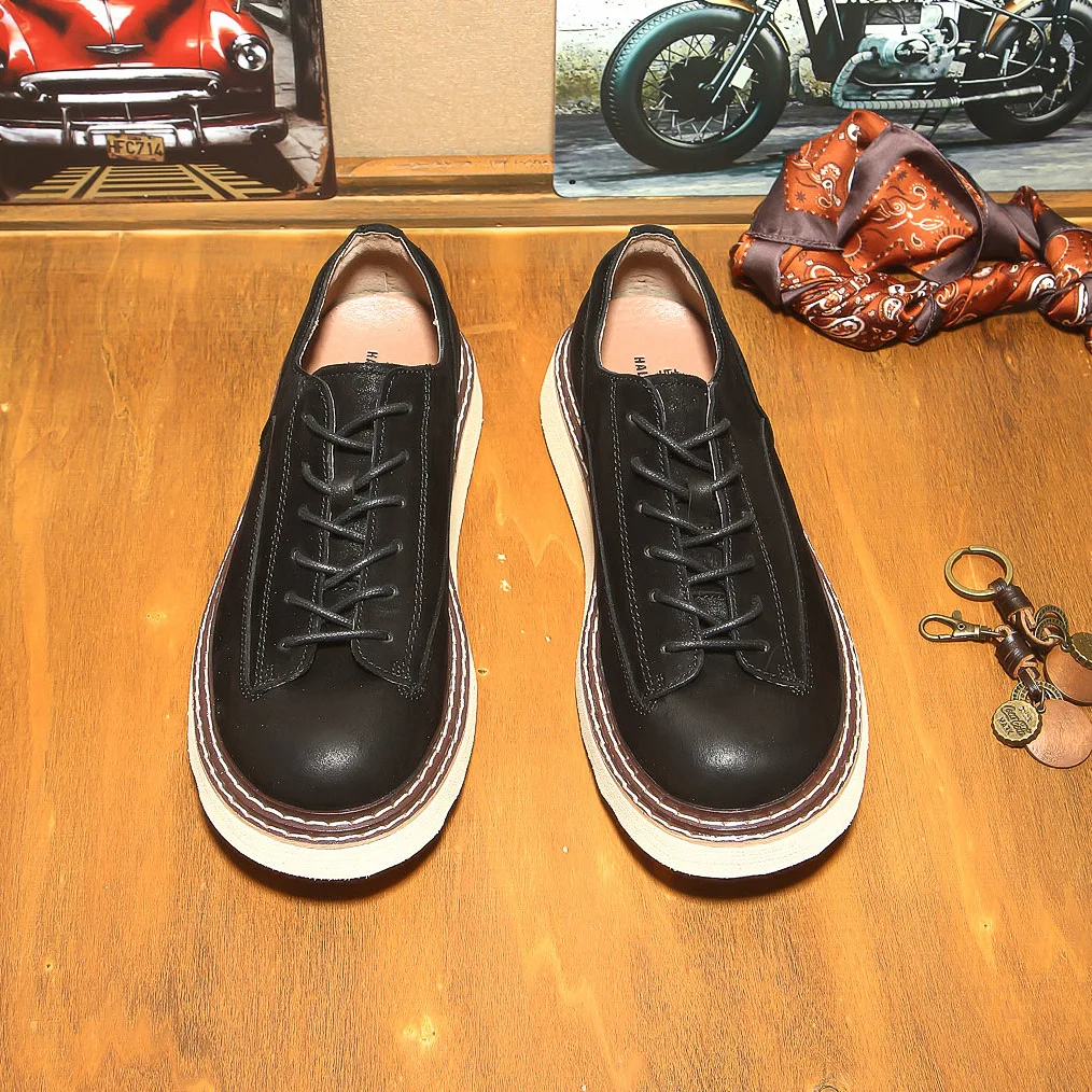 KOWM, zapatos de senderismo para hombre al aire libre, botas impermeables de piel de vaca para caminar, zapatillas de deporte para acampar en el desierto, zapatos de viaje informales para senderismo al tobillo - imagen 5