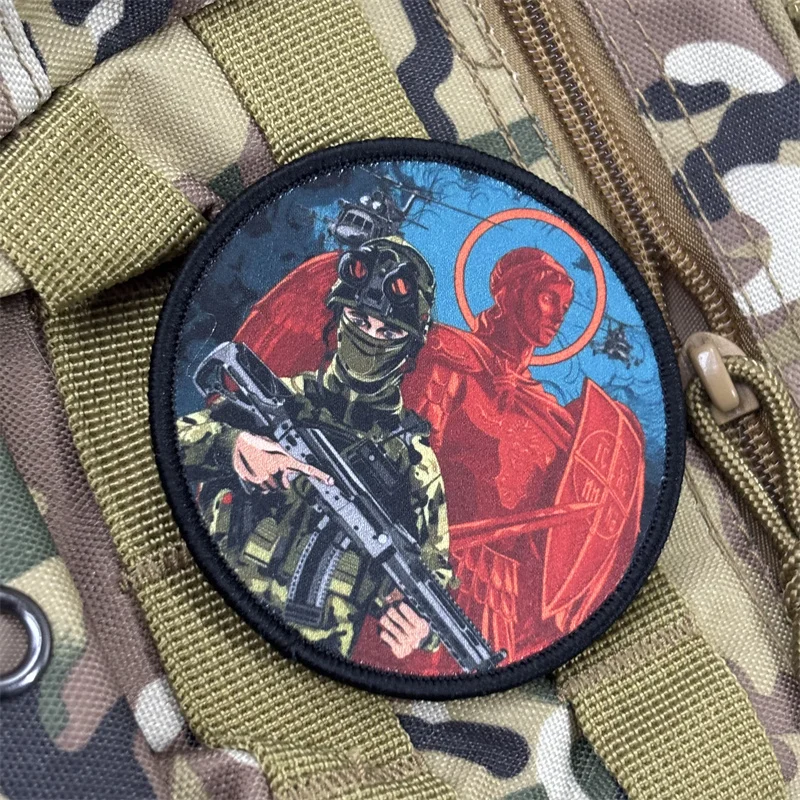 Parche estampado de "ángeles y Jesús", insignias de moral táctica, parches militares con gancho, pegatinas para mochila y ropa - imagen 4