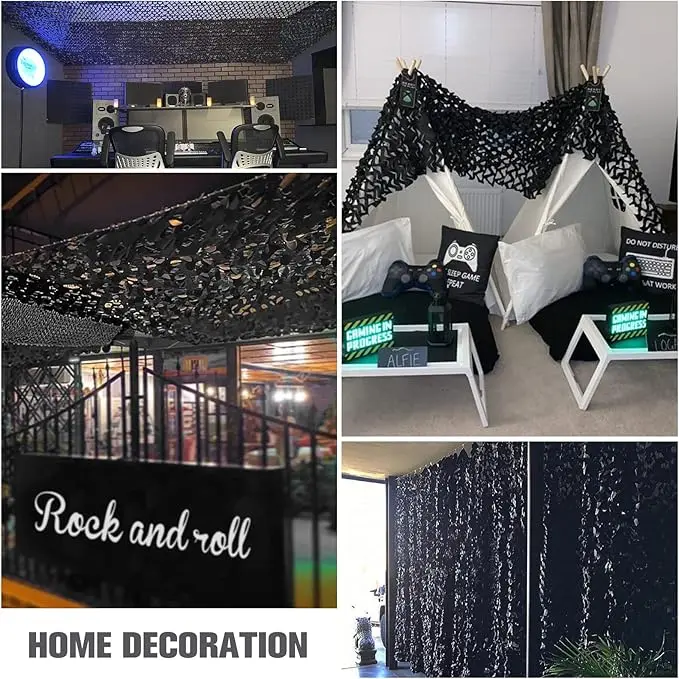 Red de camuflaje de 1,5 M x 2, 3, 4, 5, 6, 9, 10M, rollo a granel, malla de selva blanca, negra y verde, Red de camuflaje con cubierta de malla decorativa - imagen 4