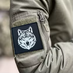 Parche táctico de cabeza de lobo, parches divertidos de gancho y bucle, insignia de moral, brazalete del ejército militar, pegatinas para mochila