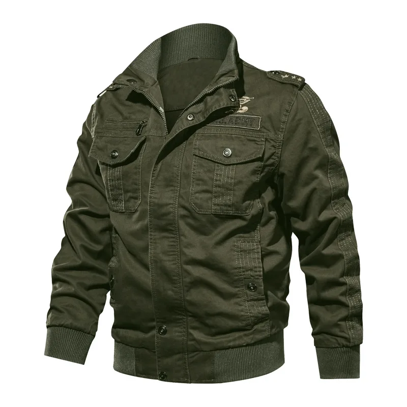 Chaqueta de hombre de alta calidad, chaqueta Bomber de gran tamaño 6XL, chaqueta informal de algodón con múltiples bolsillos, ropa para hombre, abrigos, prendas de vestir exteriores A5F9931 - imagen 4