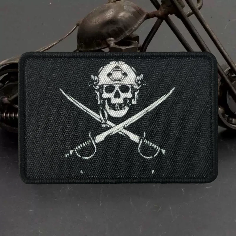 Parche táctico de esqueleto de Reaper, parches de gancho y bucle con estampado de calavera de Roger para ropa, insignia de moral militar, brazalete, pegatinas para mochila - imagen 4