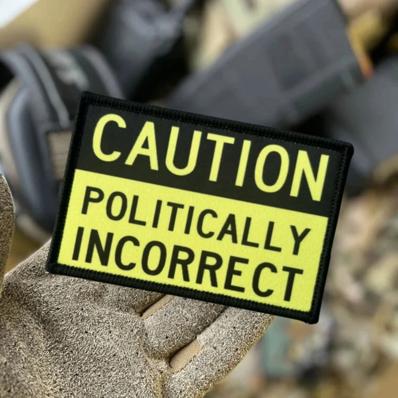 Parche táctico impreso "CAUTION" para ropa, insignia de moral, parche militar con gancho, pegatinas para mochila, brazalete - imagen 4