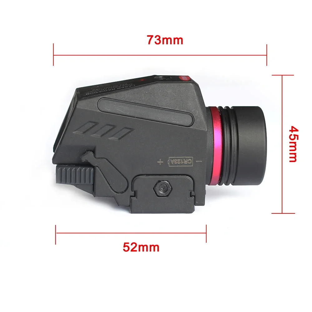 Luz LED táctica para arma, linterna láser de punto rojo, mira militar para pistola Airsoft, Mini pistola de riel de 20mm - imagen 3
