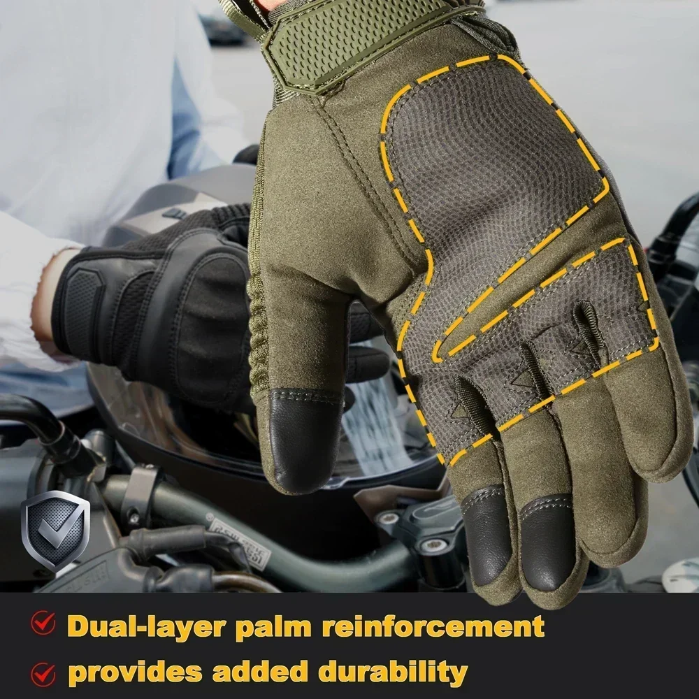 Guantes de cuero PU con dedos completos, guantes deportivos antideslizantes con pantalla táctil de alta sensibilidad, accesorios para montar en bicicleta y ciclismo - imagen 5