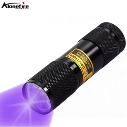 Linterna de luz UV de 9 LED, 395-400nm, Mini antorcha, minerales de dinero, identificación de fuga, marcador de tinta Invisible, manchas de mascotas, comprobador de tiña para gatos, uso AAA