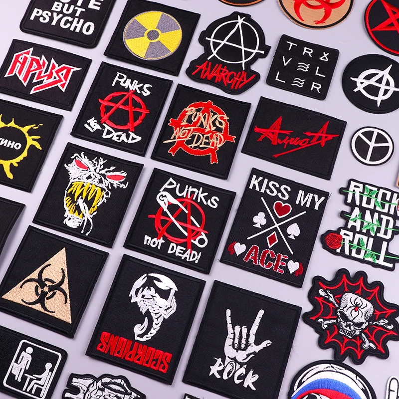 Parche Hippie Rock, parches bordados para planchar en ropa, parche para coser ropa, parches de letras Punk DIY para pegatinas de ropa - imagen 2