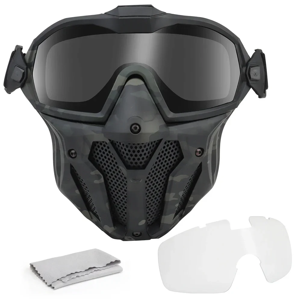 Máscara táctica estilo máscara táctica máscara facial completa para Paintball con gafas Aiti-Fog ojos nariz boca oreja equipo protector
