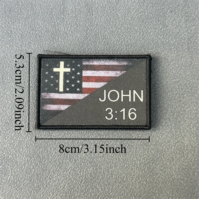 Parche táctico "JOHN 3:16", insignia de moral militar, impresión de gancho y bucle, mochila, accesorios de decoración de ropa, pegatinas, brazalete - imagen 2