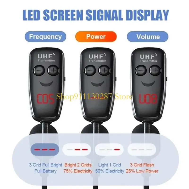 J1HC Recargable UHF Sistema micrófono auriculares inalámbricos 164 pies Rangos 6.35 mm a 3.5 mm adaptador - imagen 2