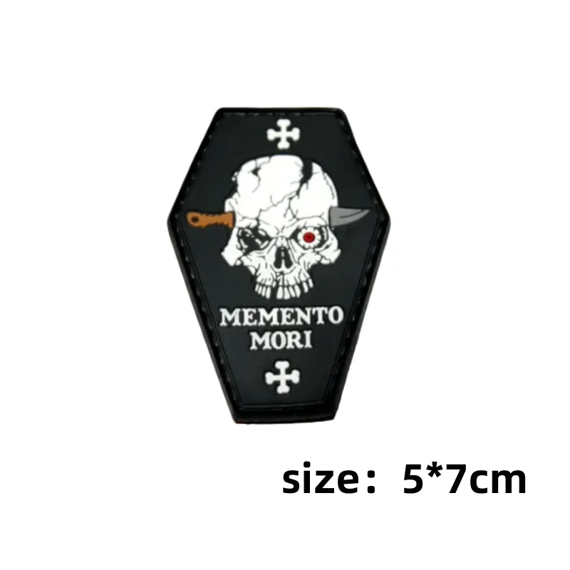 Parche de PVC de calavera MEMENTO MORI en la ropa, pegatinas de insignia de moral, parches militares tácticos para mochila, Wappen - imagen 5